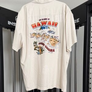 Used Tommy Bahama Cream Short-Sleeve Hawaii Map Button-Down Shirt